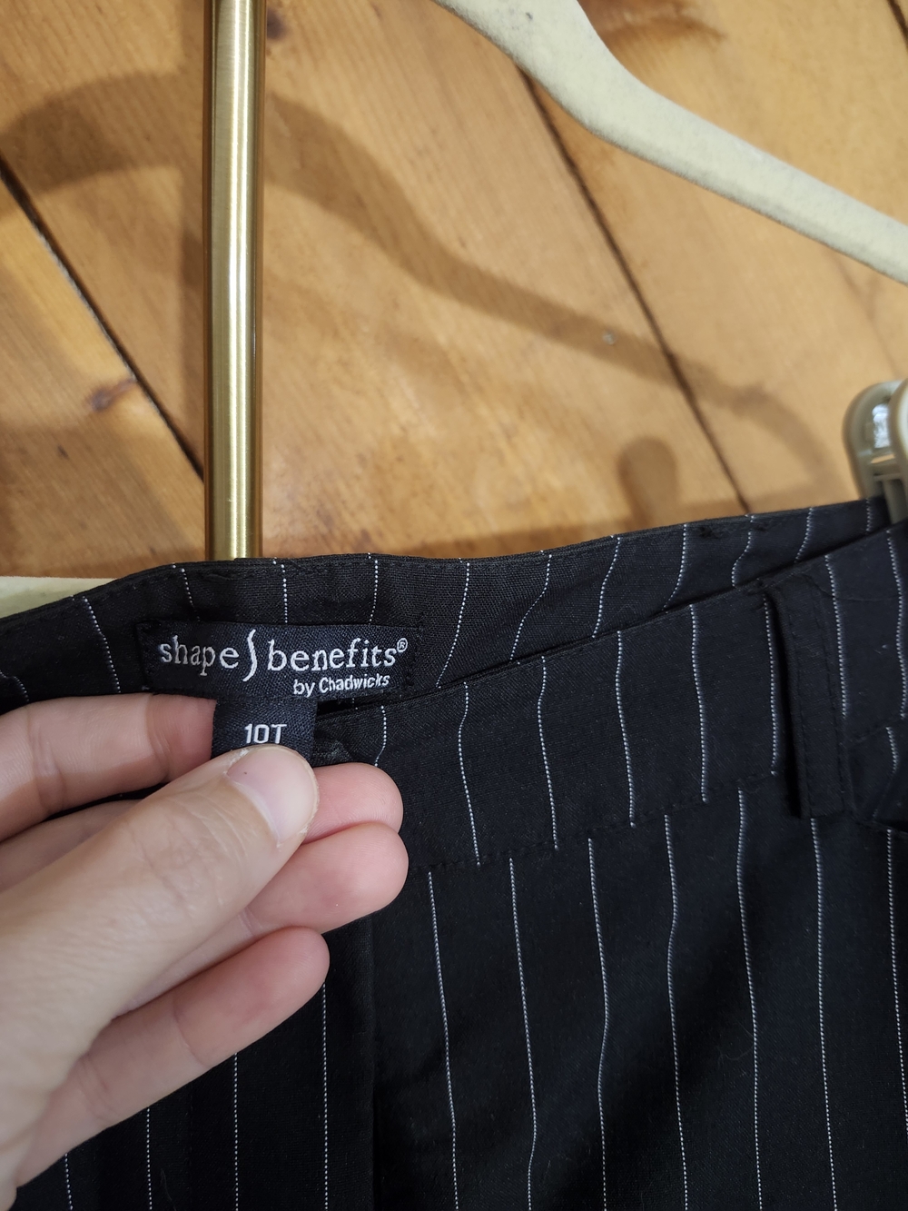 Shape Benefits by Chadwick's Pinstripe Pants Black 10T Luxury Capsule Wardrobe - Picture 4 of 5
